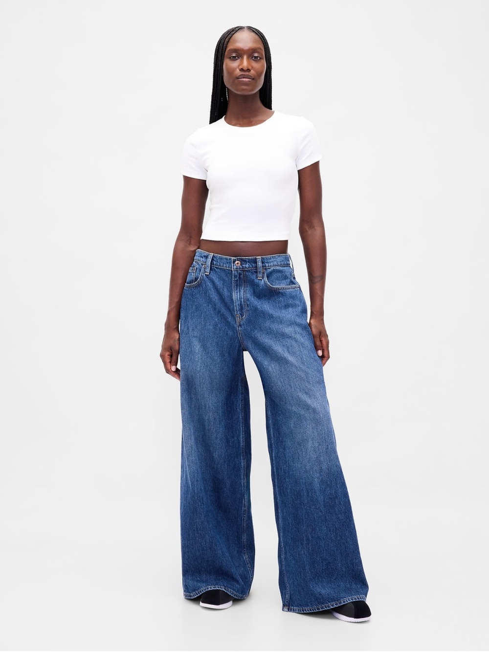 Gap High Rise Ultra Wide Leg Jeans Medium Indiago Wash Size 27